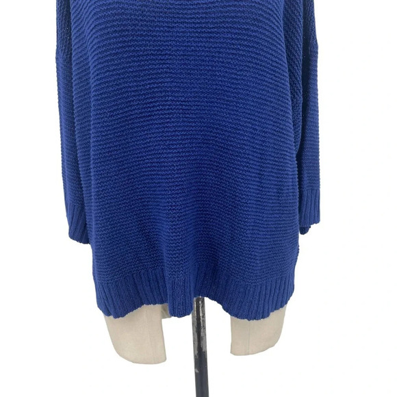 Eileen‎ Fisher Ribbed Knit Linen Blend Sweater Blue Size Medium - Picture 3 of 9